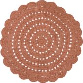 Tapis lavable rond Alma crochet ambre lavable en machine (120 cm)