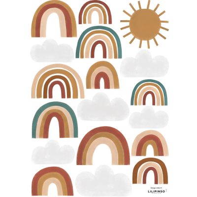 Planche de stickers A3 arc-en-ciel Cute Rainbows  par Lilipinso