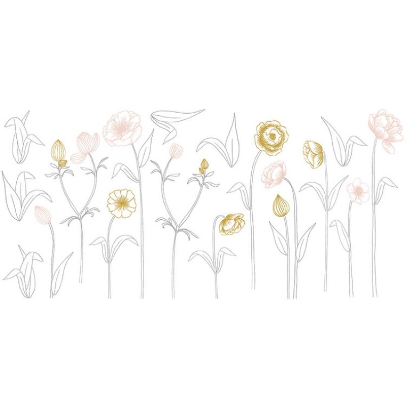 Grand sticker  grandes fleurs sur tige (106 x 52 cm) Lilipinso