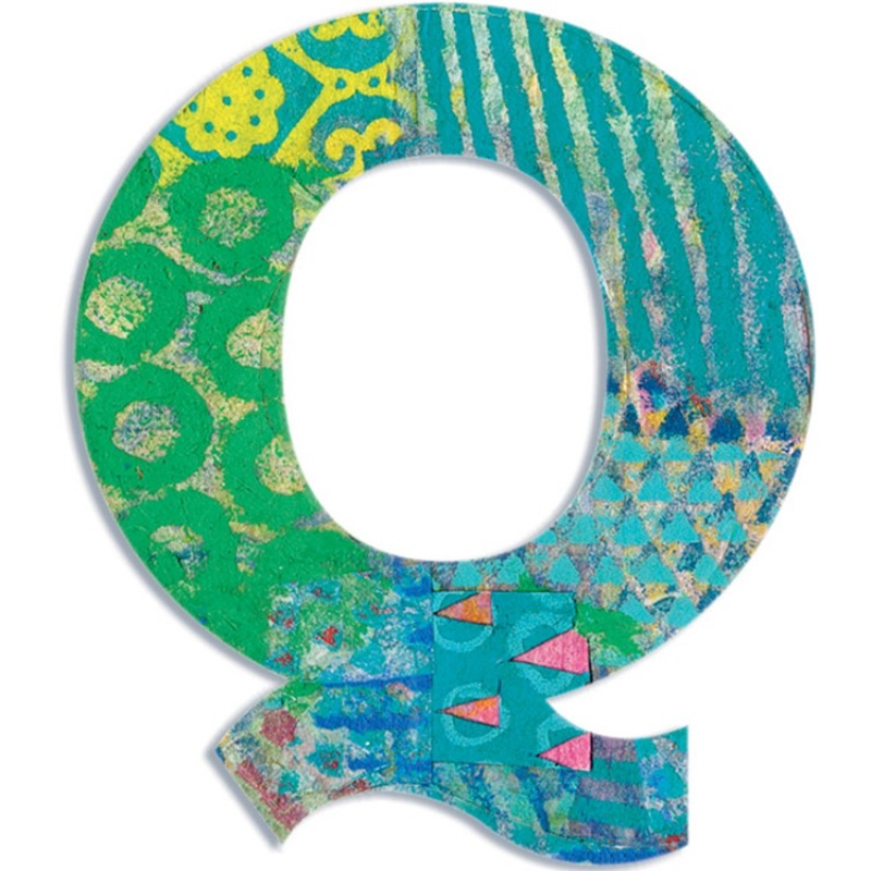 Lettre Q en bois Paon Djeco