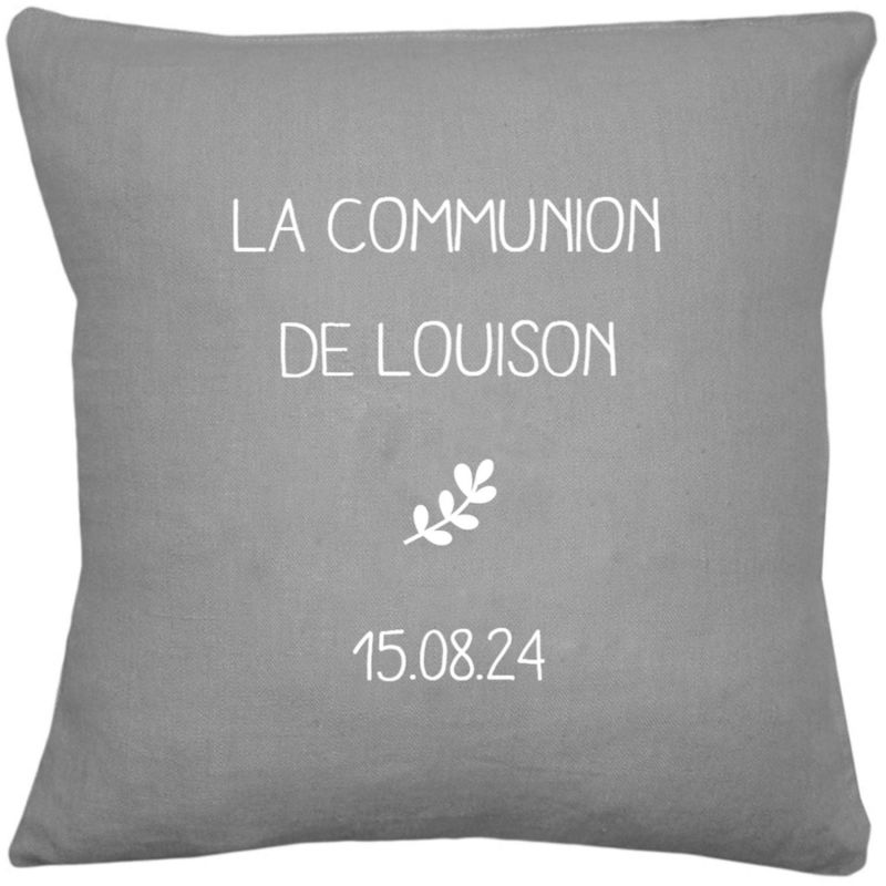 Coussin de naissance gris béton personnalisable (45 x 45 cm) Les Griottes Produit 1 grande taille