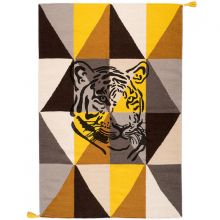 Tapis rectangulaire Circus tigre multicolor gris et jaune (100 x 150 cm)  par Varanassi