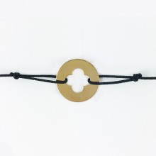Bracelet cordon bébé médaille Signes Croix Romane 16 mm (or jaune 750°)  par Maison La Couronne