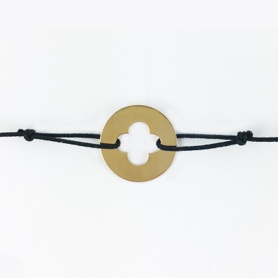 Bracelet cordon bébé médaille Signes Croix Romane 16 mm (or jaune 750°) Maison La Couronne
