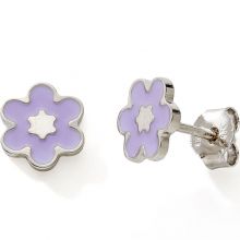 Boucles d'oreilles Fleur violette (argent)  par Baby bijoux