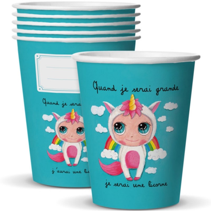 Lot de 6 gobelets en carton Licorne Isabelle Kessedjian