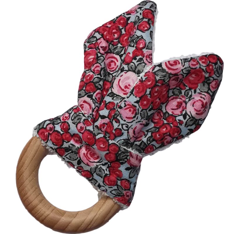 Anneau de dentition en bois Lapinou liberty rose Tata Lucette