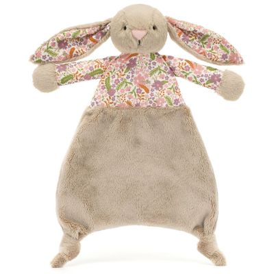 Doudou plat Lapin en fleurs Beige