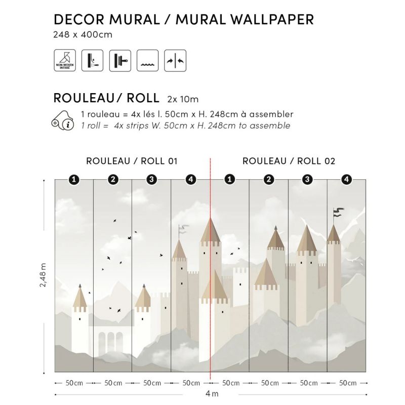 Papier peint panoramique Decor Arundel Château (4m x 2,58m)  Lilipinso Produit 3
