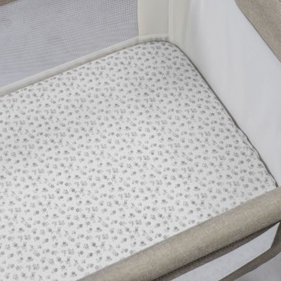 Drap housse pour berceau Little Bloom Fleurs Gris (90x50 cm)