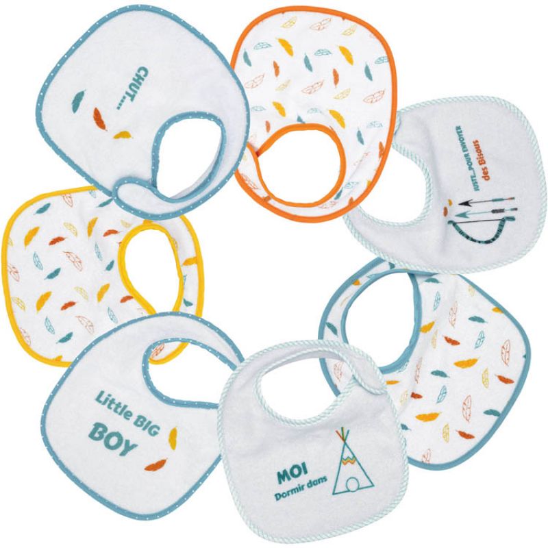 Lot de 7 bavoirs de naissance Indien Trois Kilos Sept