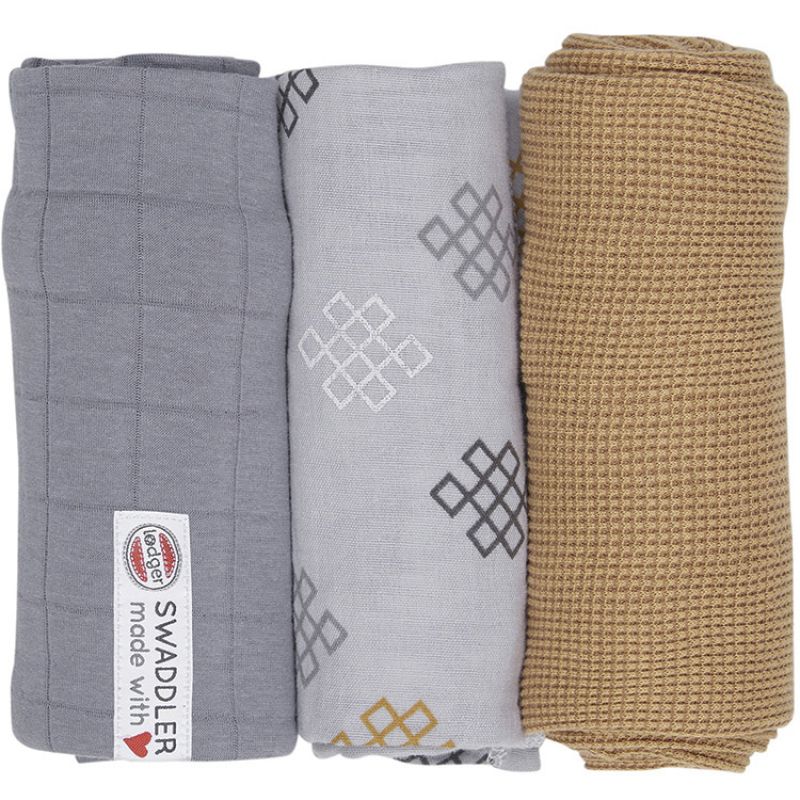 Lot de 3 langes Empire Donkey gris et marron (70 x 70 cm) Lodger