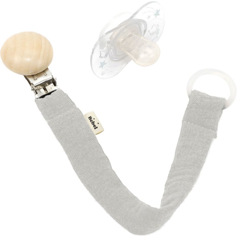 Attache sucette gris dragée BEBEL