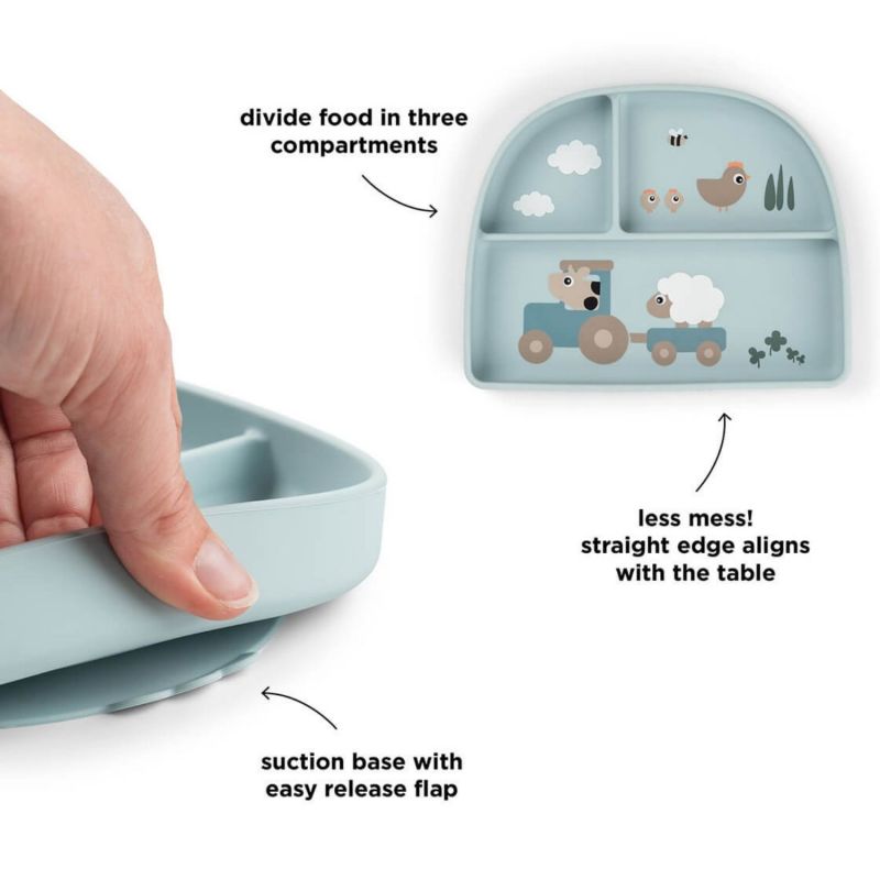 Assiette à compartiments ventouse Tiny farm Bleu Done by Deer Produit 4