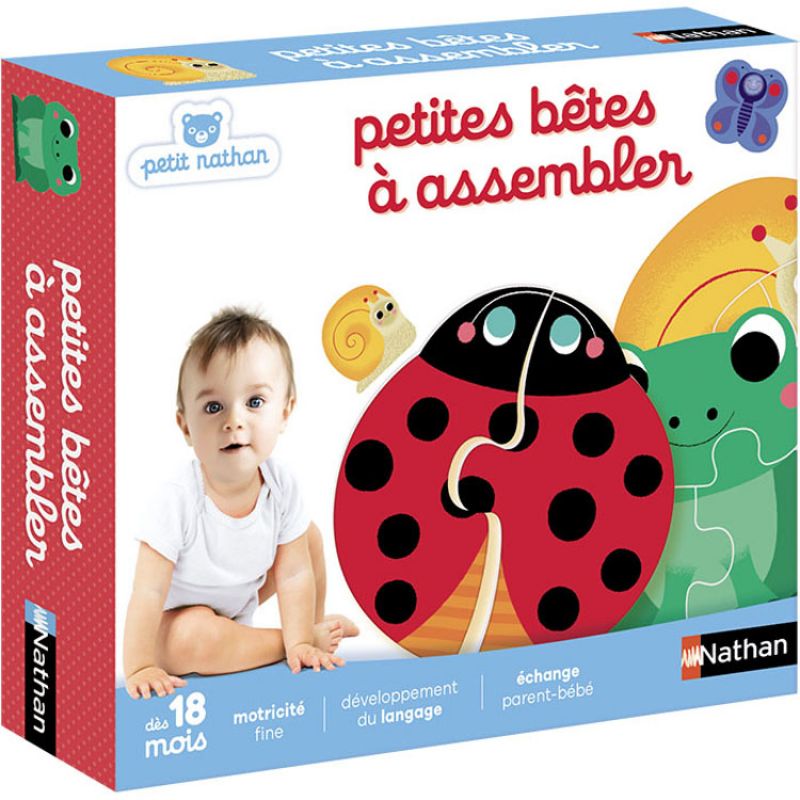 Lot de 4 puzzles petites bêtes à assembler (2 à 4 pièces) Nathan