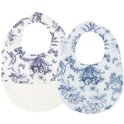 Lot de 2 bavoirs à pression Toile de Jouy bleu Tartine et Chocolat