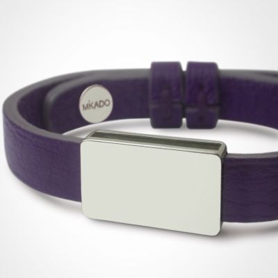 Bracelet cuir Hip-Hop Violet (argent 925Â° et cuir)