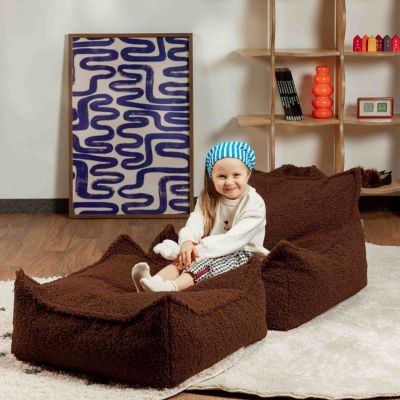 Fauteuil pouf et repose-pieds Warm Hazel molletonné