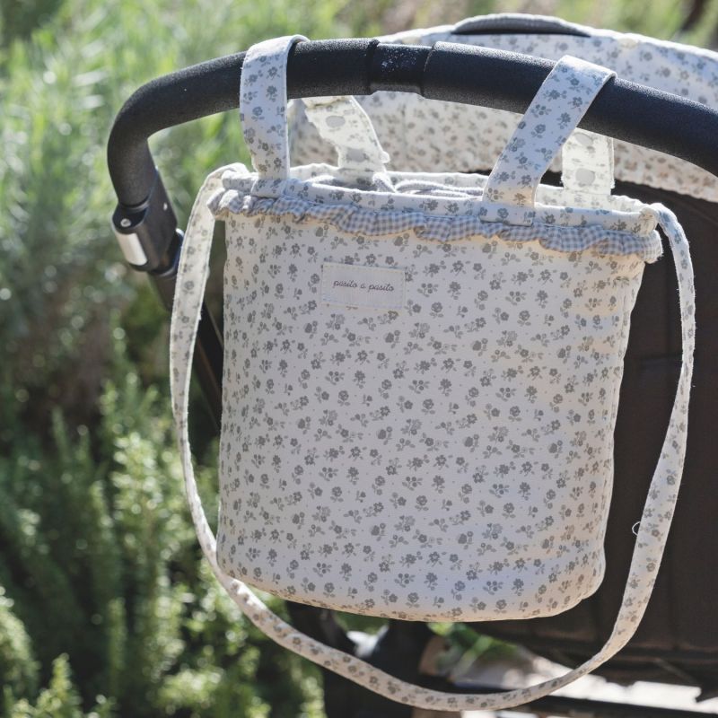 Sac Bucket Little Bloom Fleurs Gris Pasito a pasito Ambiance 7