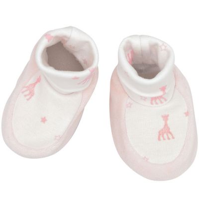 Chaussons Bébé Sophie La Girafe - Blanc - Taille 1/3 Mois - Coton Doux - Revers En Maille Extensible