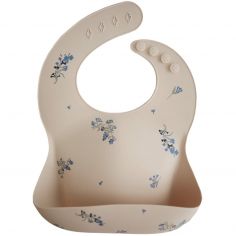 Bavoir à poche en silicone Lilac flowers - Mushie