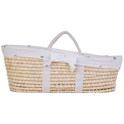 Couffin moïse naturel avec matelas et habillage jersey cœurs Childhome