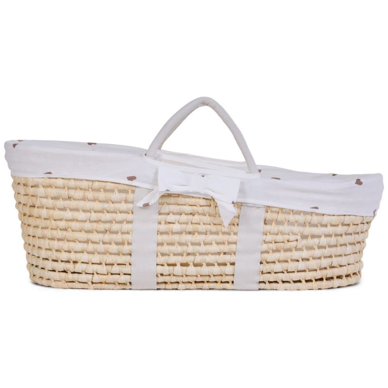 Couffin moïse naturel avec matelas et habillage jersey cœurs Childhome Produit 1