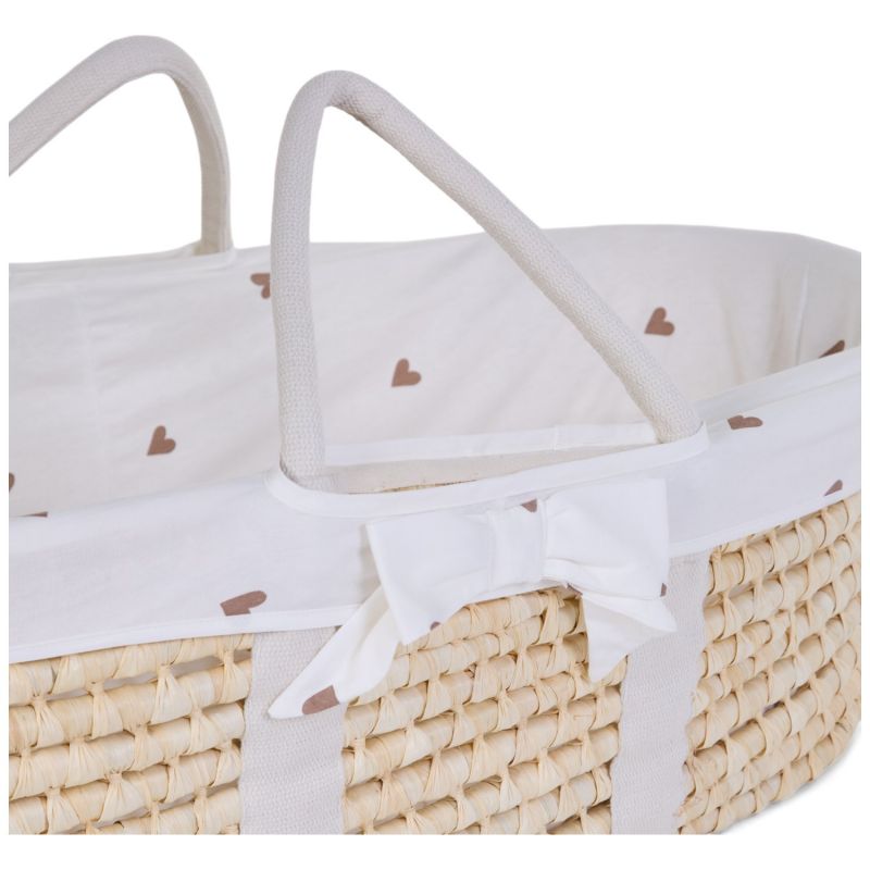 Couffin moïse naturel avec matelas et habillage jersey cœurs Childhome Produit 4