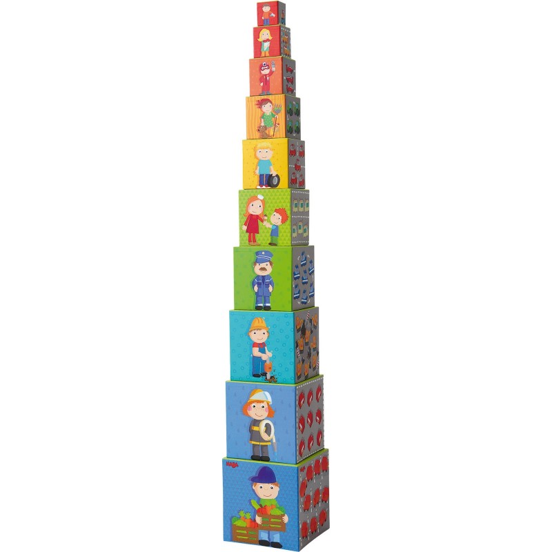 Cubes à empiler petits bolides Haba