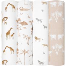 Lot de 4 maxi-langes en coton bio safari dream (120 x 120 cm)  par aden + anais