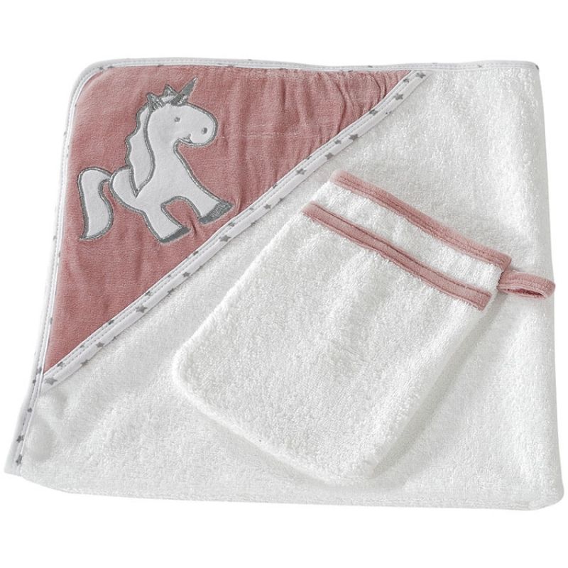 Cape de bain + gant Ophélia la licorne (70 x 70 cm) Trois Kilos Sept