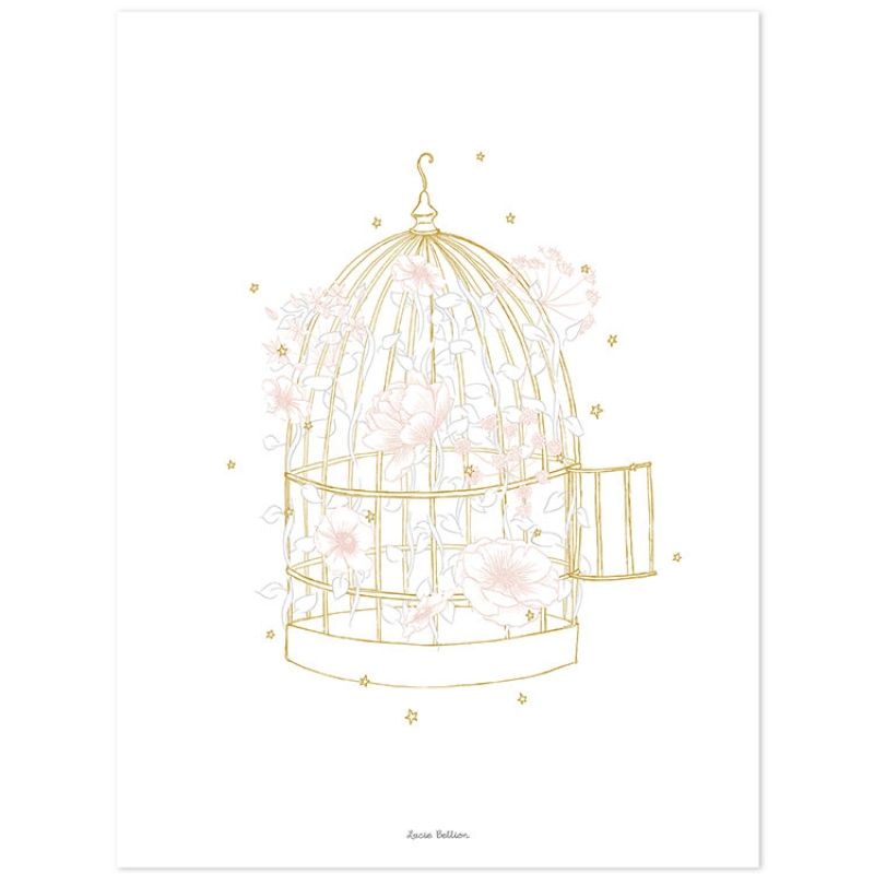 Affiche cage fleurie (30 x 40 cm) Lilipinso