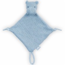 Doudou attache sucette hippopotame tricot bleu  par Jollein