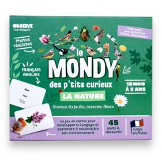Coffret Mondy des Curieux (45 cartes de langage bilingues sur le thème de la nature) - Observe Montessori