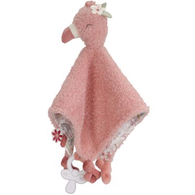 Doudou attache sucette Flamant rose Safari Friends Little Dutch