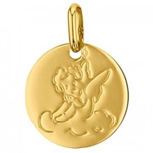 Médaille ronde Petit Ange sur un nuage 14 mm (or jaune 750°)  par Premiers Bijoux