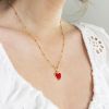 Collier Cœur rouge chaîne perlée personnalisable (plaqué or)  par Petits trésors
