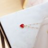 Collier Cœur rouge chaîne perlée personnalisable (plaqué or)  par Petits trésors