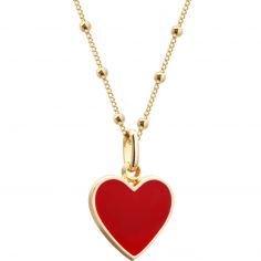 Collier Cœur rouge chaîne perlée personnalisable (plaqué or) - Petits trésors