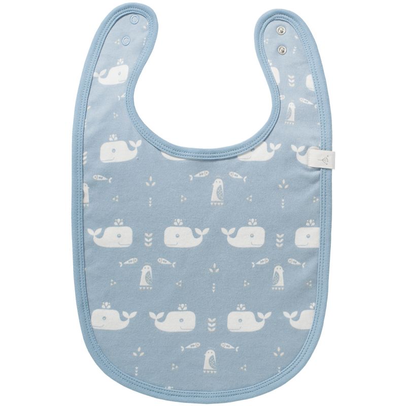 Bavoir à pression Baleine bleue en coton bio (34 cm) Fresk