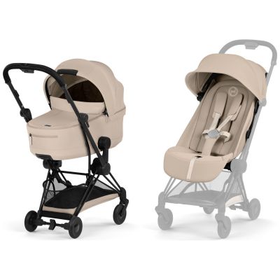 Duo COŸA 2026 Poussette ultra-compacte avec nacelle pliable et Châssis Matt Black Cozy Beige