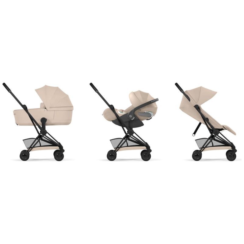 Duo COŸA 2026 Poussette ultra-compacte avec nacelle pliable et Châssis Matt Black Cozy Beige Cybex Produit 3