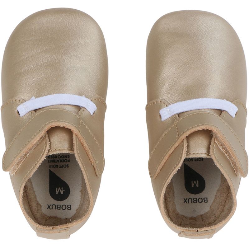 Chaussons bébé en cuir Soft soles Grass court dorés (9-15 mois) Bobux