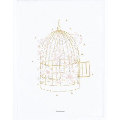 Affiche encadrée cage fleurie (30 x 40 cm) Lilipinso