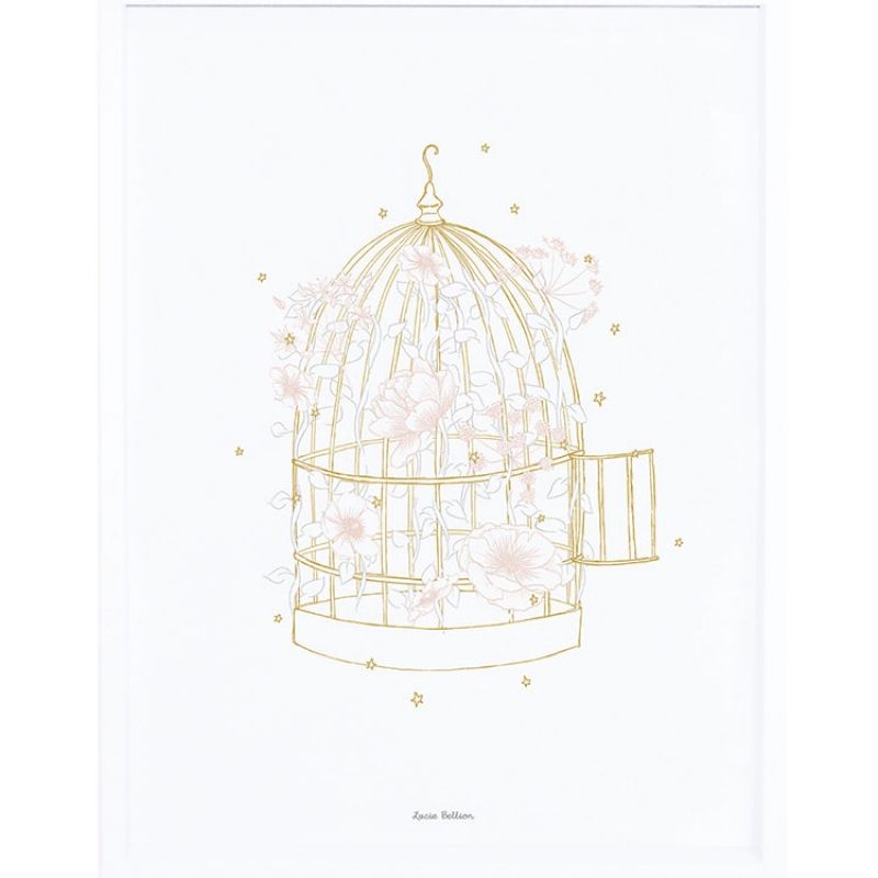 Affiche encadrée cage fleurie (30 x 40 cm) Lilipinso