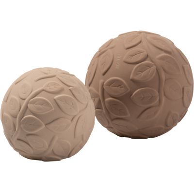 Natruba - Lot de 2 balles sensorielles en hévéa Earth marrons