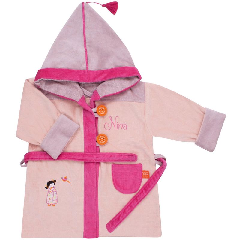 Peignoir de bain Tonkinoise rose personnalisable (2-4 ans) L'oiseau bateau