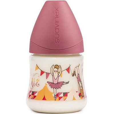 Biberon avec tétine physiologique Circus rose (150 ml) Suavinex