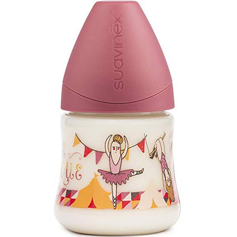 Biberon avec tétine physiologique Circus rose (150 ml) Suavinex