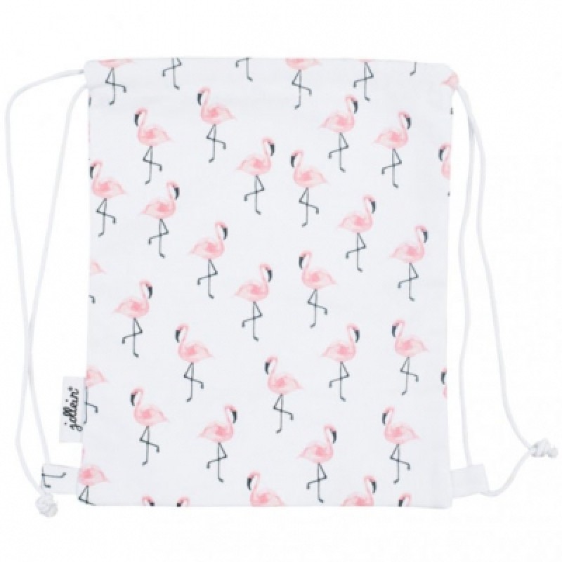 Sac à ficelles en toile Flamant rose Jollein
